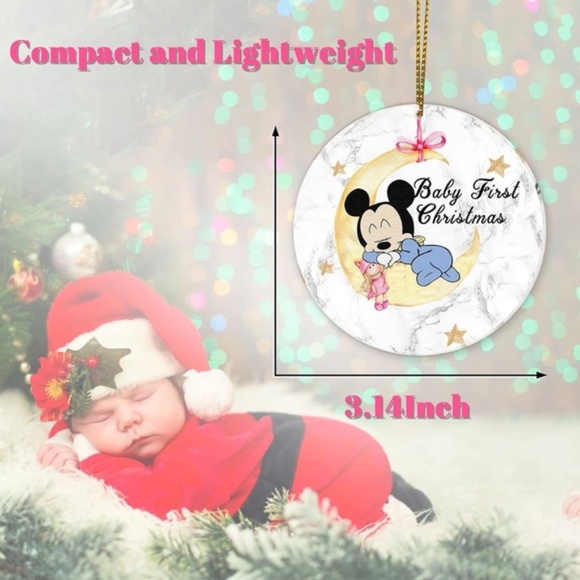 3 Pieces Baby's First Christmas Ornaments, Mickey Mouse Baby Xmas Tree Ornaments - Picture 4 of 11